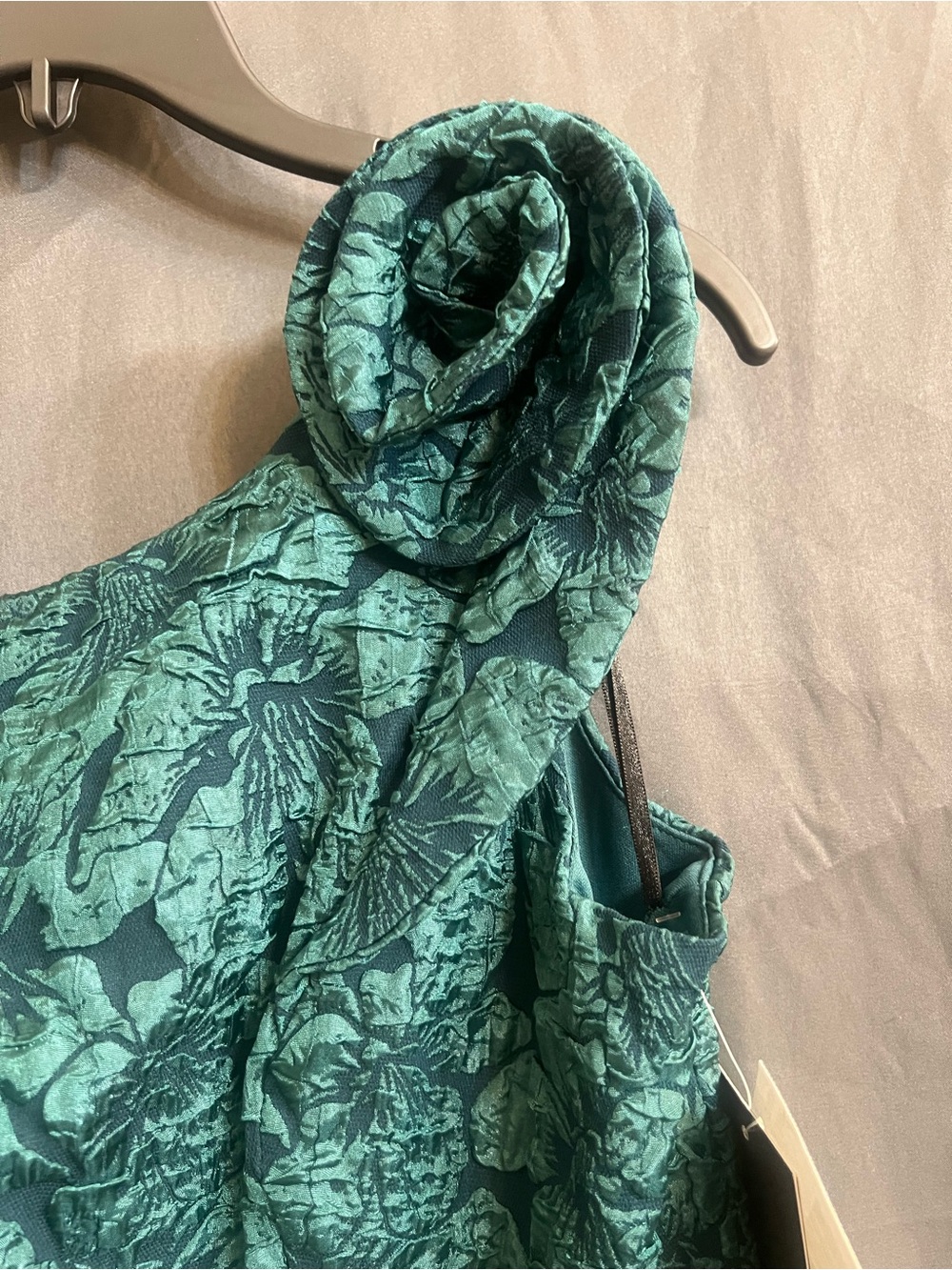 NWT Brianna Milay Teal Floral Appliqué fit & flare dress with Shoulder Flower 14 - Picture 6 of 8
